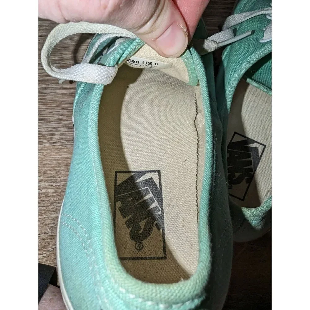 VANS Women Sz 7.5 M Green Lace Up Fashion‎ Sneakers Fabric Shoe